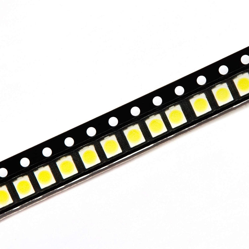 CHANZON 100 pcs 3528 (1210) White SMD LED Diode Lights Chips (Surface Mount PLCC 3.5mmx2.8mm DC 3V 20mA 7-8LM) High Intensity Bright Lighting Bulb Lamps Electronics Components Light Emitting Diodes A) White (100pcs)
