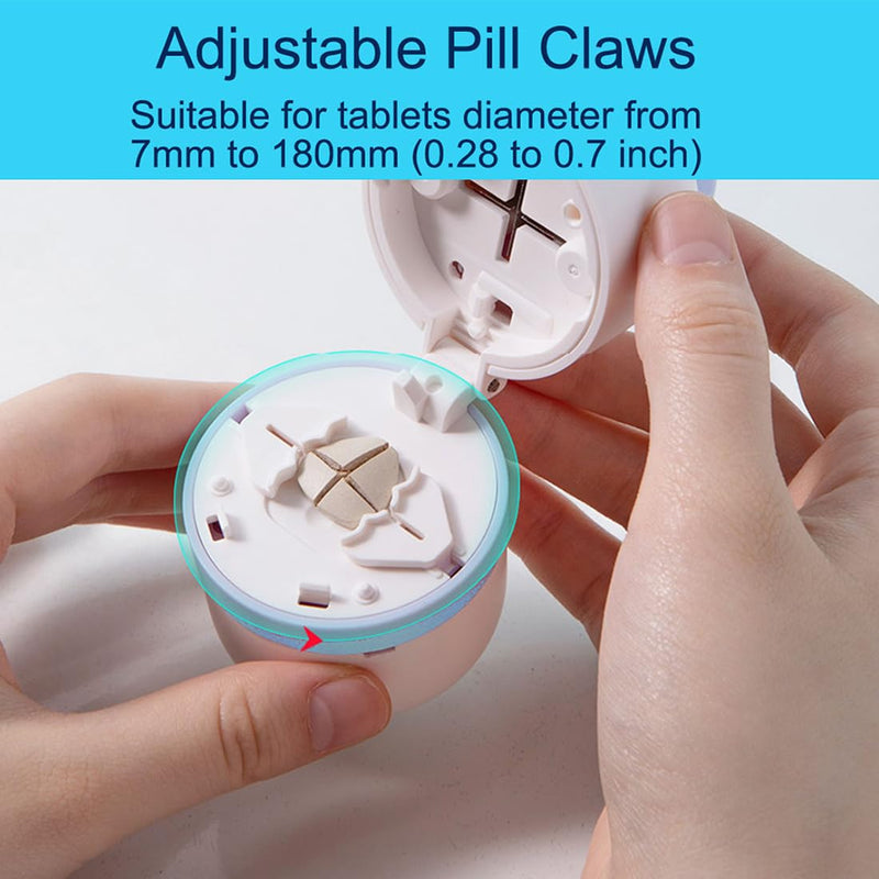 Safety Hidden Blade Pill Cutter and Storage for Splitting Small and Large Tablet Into Half or Quarter (2 in 1)