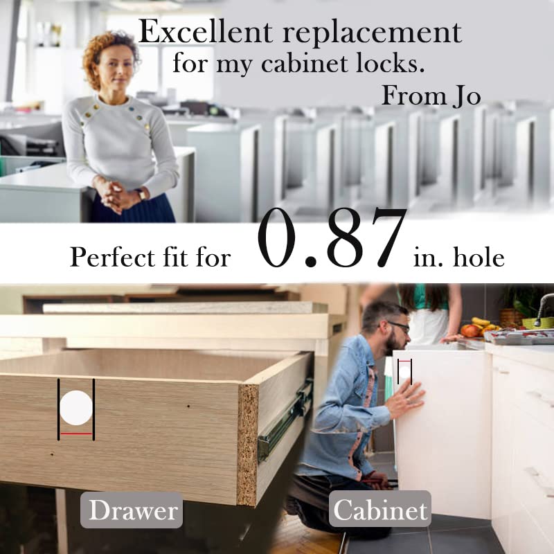 801 Office Furniture Desk Drawer Lock Cabinet Door Locker with Keys 7/8 in. Outside Diameter (1 Pack, Chrome, keyed different1) 801 Keyed Different Chrome, 1PACK