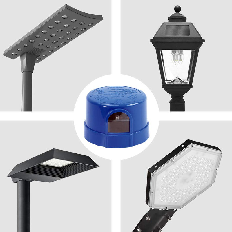 3 Pack Photocell for Outdoor Light,Auto On Off Photo Sensor Switch with Twist Lock,Dusk to Dawn Photoelectric Light Control for LED Street/Barn Light Parking Lot Light Area Light Blue 3 Pack