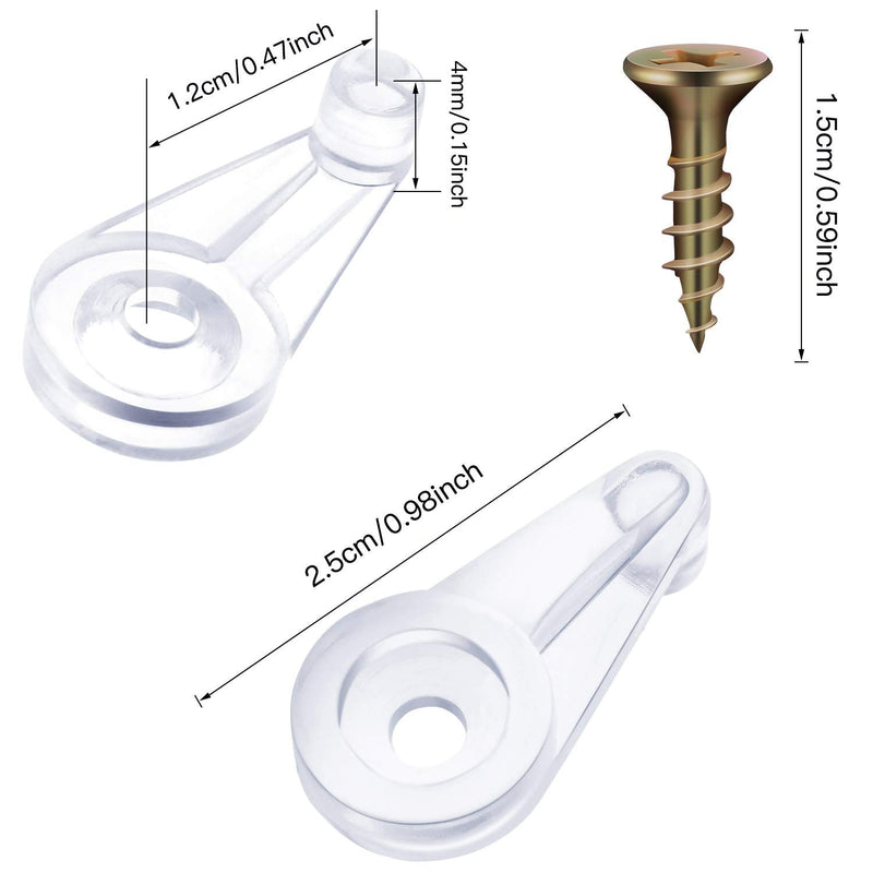 Blulu 50 Pack Glass Retainer Clips Kit, Cabinet Glass Clips 4 mm with Screws for Fixing Cabinet Doors(Transparent with Rainbow) Transparent with Gold Screw
