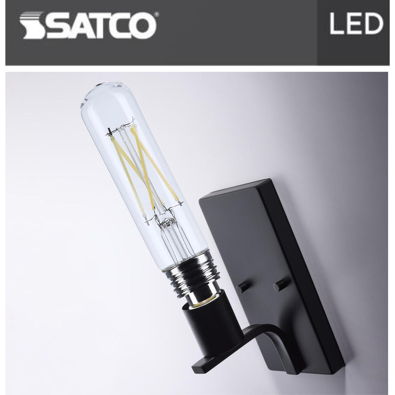 Satco 5.5W T10 LED Light Bulb 3500K Neutral White 450 Lumens Clear 300 Degree Beam E26 Medium Base 92 CRI Dimmable Wet Rated IP65 Enclosed Fixture Rated 120V S12524 (6 Pack) 6