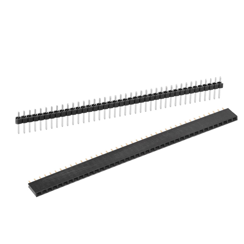 uxcell 10 Pair Male and Female Pin Header,40 Pin 2.54mm Straight Single Row Breakable Header Connector PCB Pin Strip