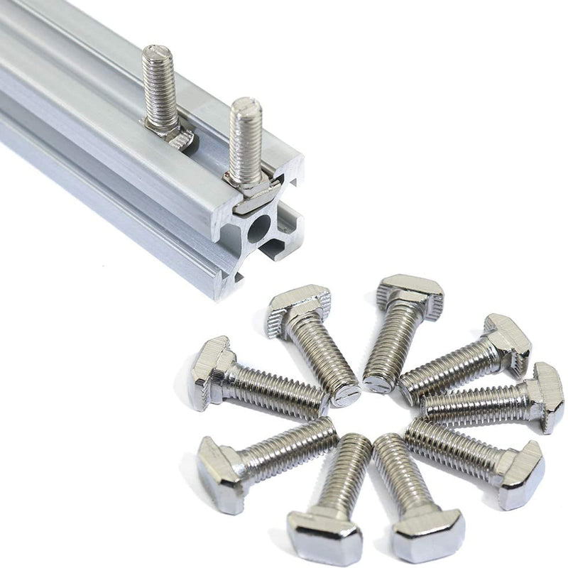 Metric M6 x 12mm Thread T Slot,Drop-in Bolt T-Bolt,Hammer Head Bolt,T Screw Stud for 3030 Series Standard 8mm T-Slot Aluminum Extrusion Profile,Carbon Steel Nickel Plated (3030 Series,20Pcs)