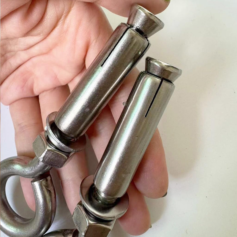 Concrete Eye Bolt, 4 Pack M10 Stainless Steel Expansion Screws Heavy Duty Shoulder Lag Eyebolts Lifting Ring Bolt Wall Concrete Anchors Fastener with Nut for Wall Ceiling Concrete Masonry