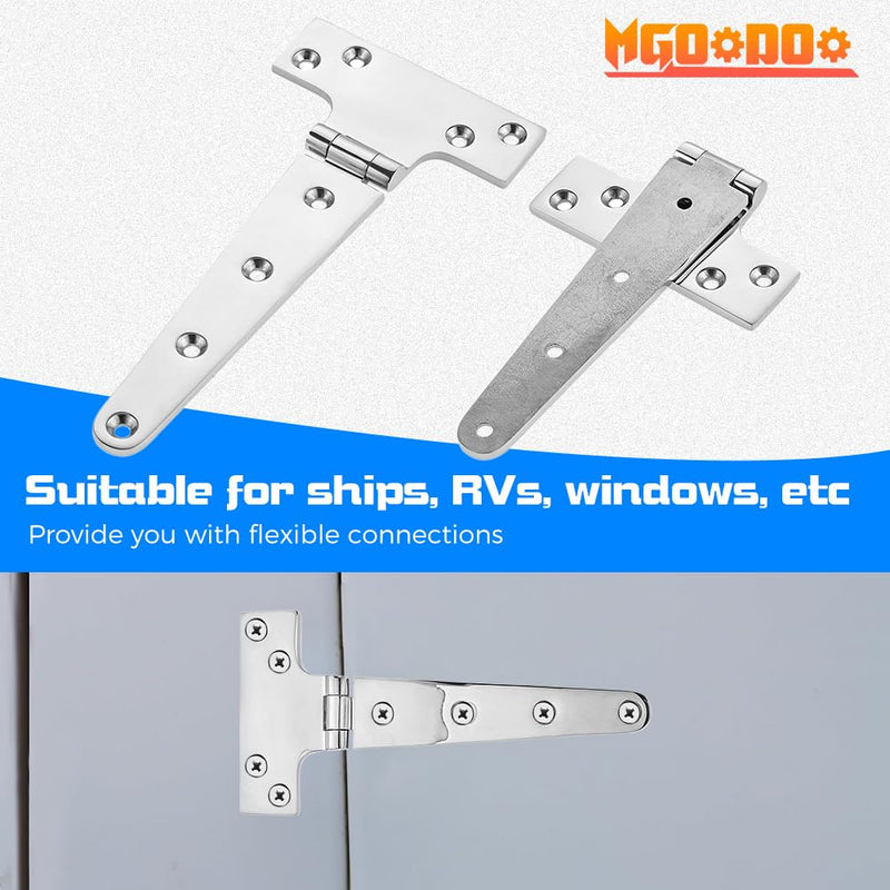 2Pcs 316 Stainless Steel T Hinges, Marine Grade Heavy Duty Boat Hatch Hinge,8" x 4" Casting Cabinet Hardware Door Hinge Marine Hardware with Screws 2Pcs 8'' x 4"