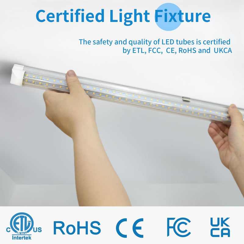 CNSUNWAY 2FT LED Shop Light, 24W 5000K Utility T8 LED Light Fixture, 3600LM Super Bright, D Shape, High Output, Linkable LED Light Tubes for Room, Garage, Workbench, Plug and Play, 2 Pack Daylight White 2 Feet