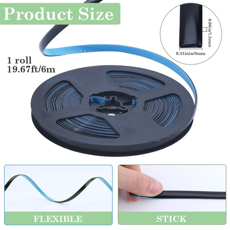 GORGECRAFT 6.56Ys Caulk Strip 1/3" Self Adhesive Black Bathroom Corner Ceramic Tile Caulking Gap Tape Moulding Trim Strips Decorative Sealing Sealant Edging Tape for Stove Sink Toilet Bathtub Wall