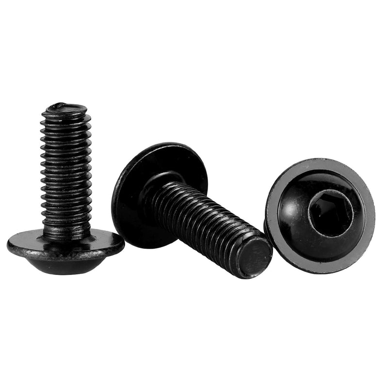 M6-1.0 x 10mm Flanged Button Head Socket Cap Screw Bolts, Allen Socket Drive, Stainless Steel 304, Black Oxide Finish, Quantity 25 M6-1.0 × 10mm