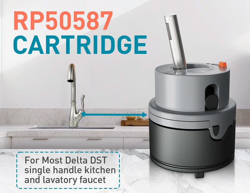 RP50587 Single Handle Compatible with Delta Repair Kit,Lavatory Kitchen Shower Faucet Valve Assembly,Works with DIAMOND Seal Technology Models Featuring a 36 mm Motion Cartridge, RP51503 Bonnet Nut RP50587，RP51503