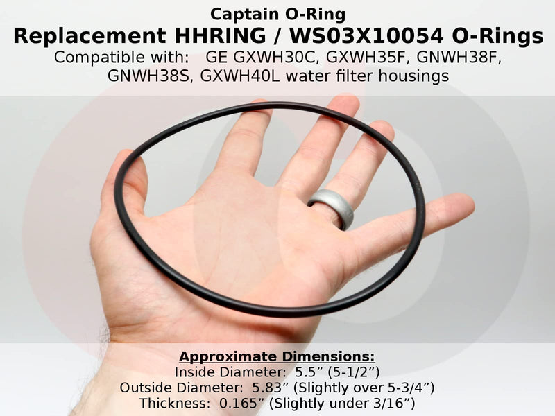 (3 Pack) Replacement for GE HHRING / WS03X10054 (for GXWH30C, GXWH35F, GNWH38F, GNWH38S, GXWH40L) Buna-N ORing by Captain O-Ring LLC