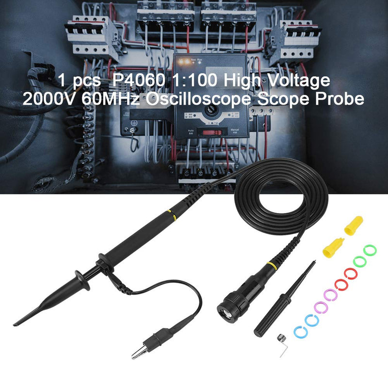 P4060 High Voltage Differential Probe - 2000V 60MHz 1:100 Oscilloscope Probe with BNC Connector, Oscilloscope Kit for Power Supply Analysis & Industrial Electronics Testing