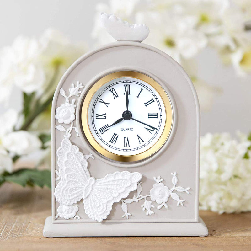 HILLHOME Mini Clock Insert 2.4 Inch (61 mm) Round Quartz Clock Fit-up Movement Miniature Clock White Dial Gold Tone Bezel Roman Numerals (Gold)