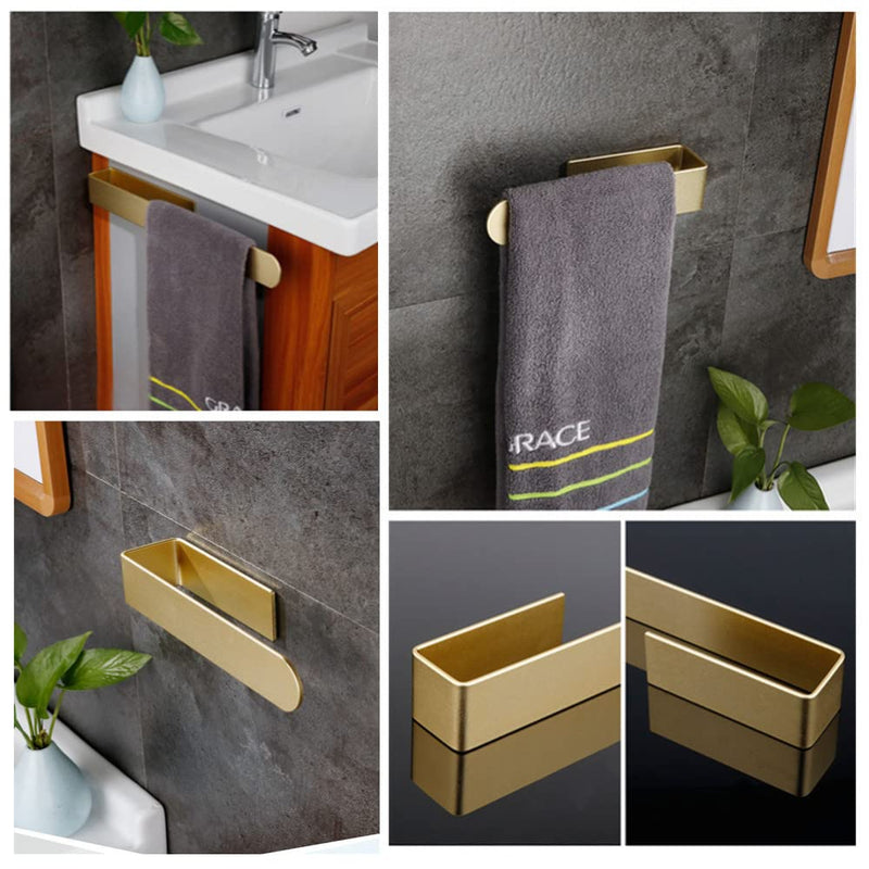 szhdxsy 2pcs Towel Holder SUS 304 Stainless Steel Towel Rod, Self Adhesive Towel Holder Towel Rod Towel Rack for Bathroom,Kitchen (Golden) 8.6 Golden 2
