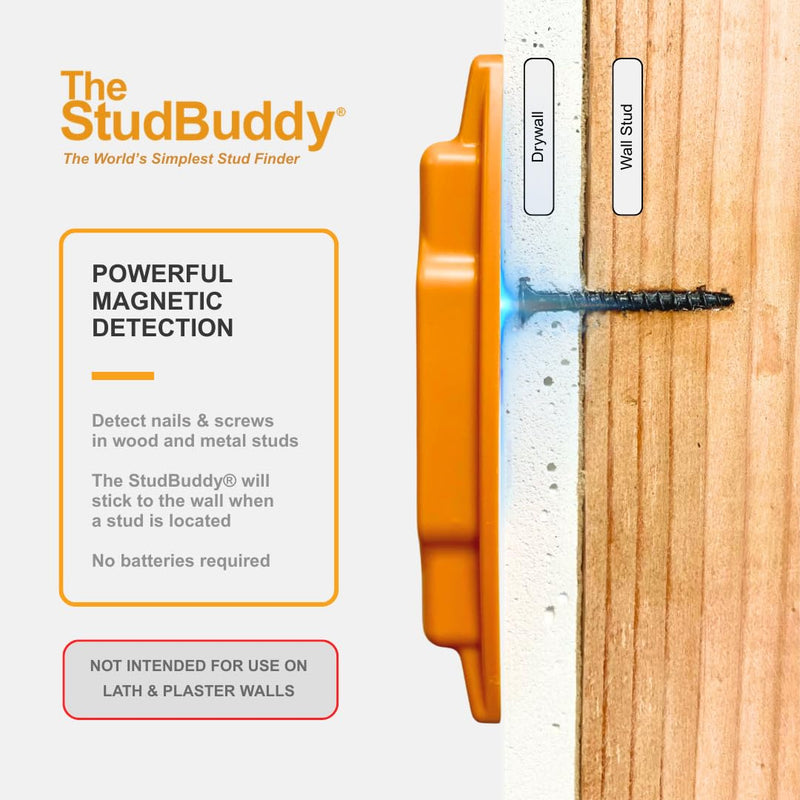 The Original StudBuddy® Magnetic Stud Finder - Made in The USA - Easy to Use Magnet Stud Finder - No Batteries Required - Powerful Magnets - Stud Finder for Drywall and Wood ef of 2 pk