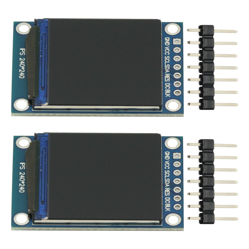 2 Pcs IPS 1.3 Inch 3.3V 7PIN SPI HD Full Color TFT Display Screen ST7789 Drive IC 240 * 240 LCD OLED Display 240x240 for Arduino STM32 C51