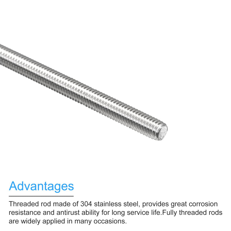 MECCANIXITY Fully Threaded Rod M6 x 500mm 1mm Thread Pitch 304 Stainless Steel Right Hand Threaded Rods Bar Studs 6 Pack M6x500mmx1mm