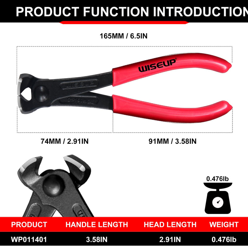 WISEUP Nail Puller, 6-inch Black Finish Chrome Vanadium Steel Carpenter's Pliers,End Cutting Pliers, for Staple Remover Tool or Flooring Installation Tools (6 inch) 6 inch