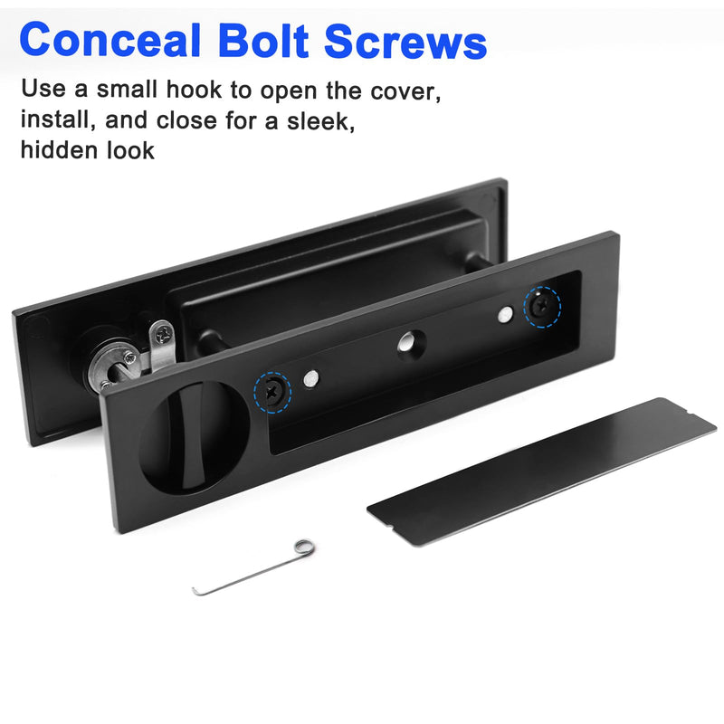 Dontay Pocket Door Handle, Modern Rectangular Keyed Entry Function, (Bed/Bath) Pull Latch, Recessed Sliding Door Hardware for 1 3/8” to 2 3/16” Thickness (Keyed Entry Lock, Matte Black, 1 Pack) Keyed Entry Lock