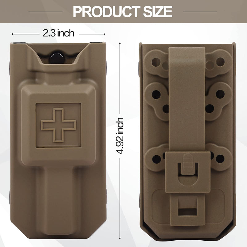 Tourniquet Holder, Tourniquet Case Pouch for CAT Tourniquets Gen 7 or Older, Rigid Tourniquet Case Holster for Duty Belt Fits Molle Equipment, Police Gear (Tourniquet Not Included) Brown plastics