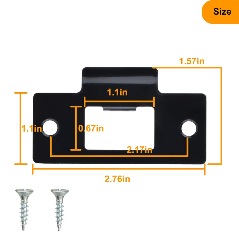 10PCS Universal Door Strike Plate，Replacement Lock Strike Plate T Strike Deadbolt with Screw，Stainless Steel Deadbolt Covers Door Reinforcement Kit for Interior Exterior Door Use(Black) 10
