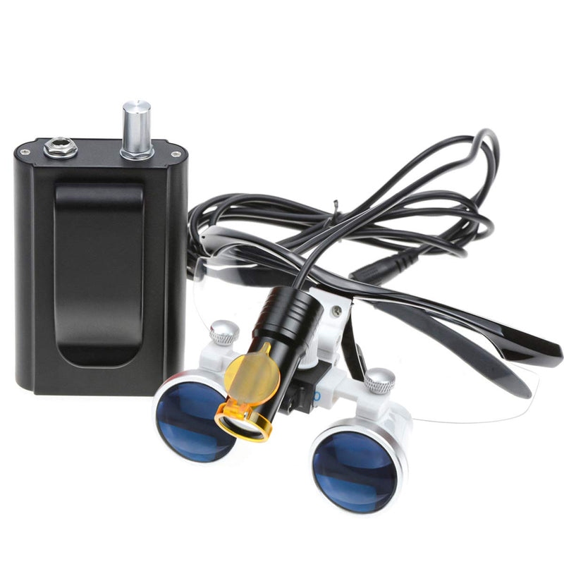 Binocular Loupes3.5X 420mm Working Distance Optical Glass +5W Head Light Lamp Headlight with Filter +Aluminum Box