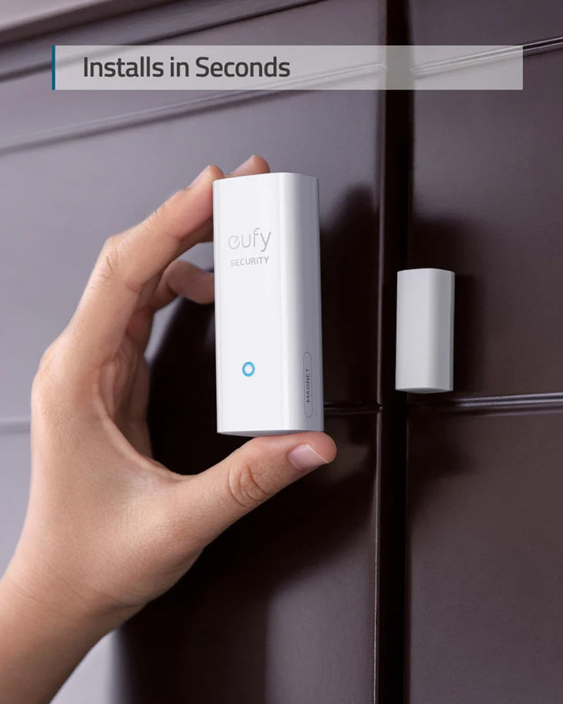 eufy Security Entry Sensor, Detects Opened and Closed Doors or Windows, Door Monitoring, Sends Alerts, Triggers Siren, 2-Year Battery Life, Indoor Use Only, Requires HomeBase, 24/7 Monitoring Optional white