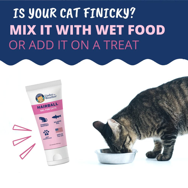 Under the Weather Hairball Gel for Cats | Vet Formulated Hairball Remedy Gel for Cats | Supports and Aids Normal & Natural Elimination of Hairballs in Adult Felines | 3.5 Ounces