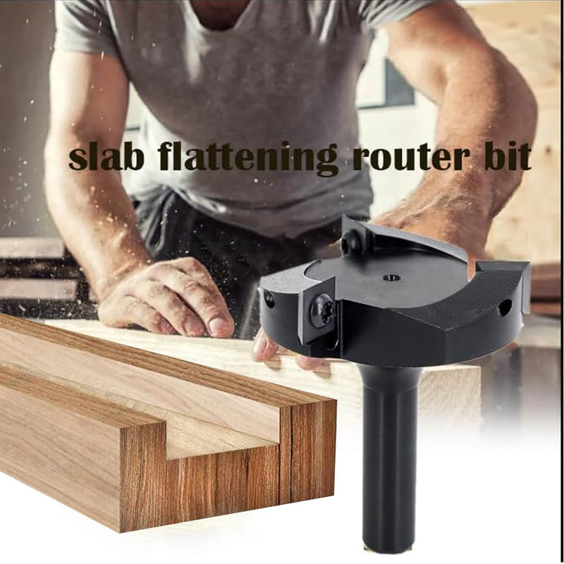 Slab Flattening Router Bits 1/2 Shank, 2-3/8”Cut Dia, 12*12*1.5mm Insert, CNC Spoilboard Surfacing Router Bits, Planing Router Bits, for Flycutter/ Slab Leveler/ Rabbeting 2-3/8" Dia,1/2 Shank, 3-Wing Surfacing Bit 1/2 Shank