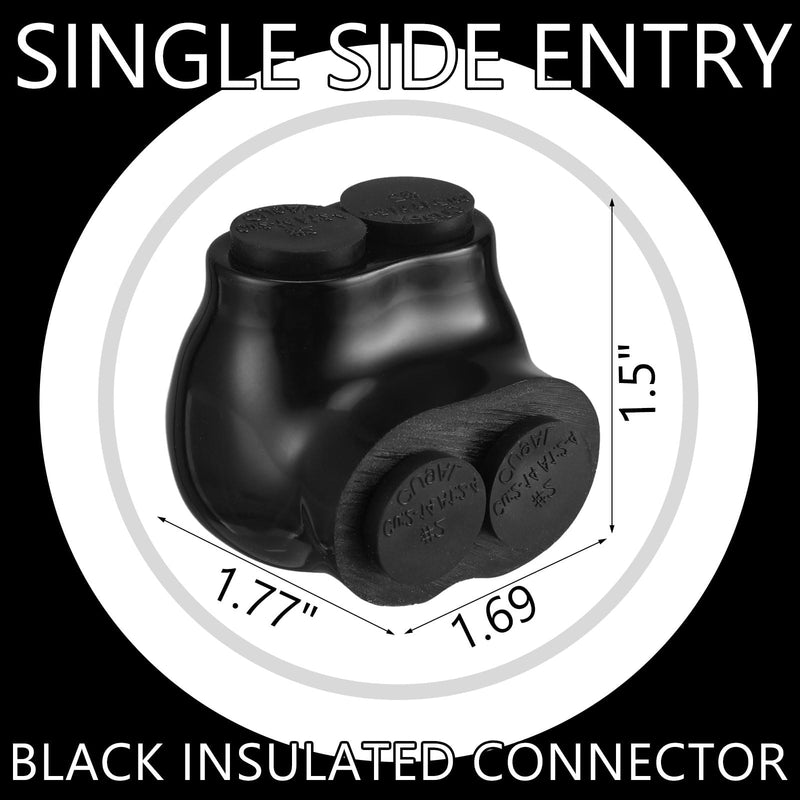 5 Pcs Insulated Multi Cable Connectors 2 Port Single Entry Splice Electrical Power Connector Black Interconnect Terminals Pre Filled (2-14 AWG Wire Range) 5 2-14AWG Wire Range