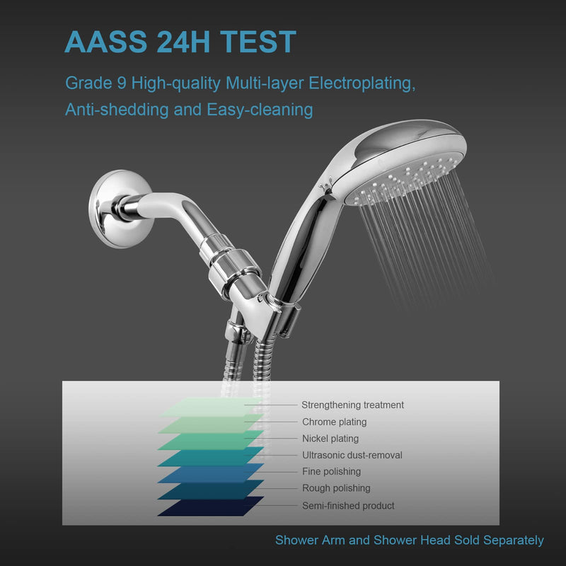 OFFO Shower Head Holder for Handheld Shower Head, Adjustable Shower Arm Mount for Connecting Shower Arm and Shower Hose, 1/2 Inch IPS Female Inlet and Male Outlet, Chrome Finish Acrylonitrile Butadiene Styrene (ABS)