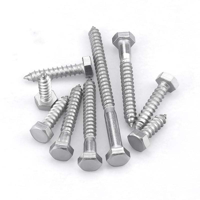 Glvaner (20 pcs) 1/4" x 3" Stainless Steel Hex Head Lag Bolts, Hexagonal Head Lag Screws, 304 Stainless Steel 18-8, Secure Hold for Wood 1/4 x 3" 20