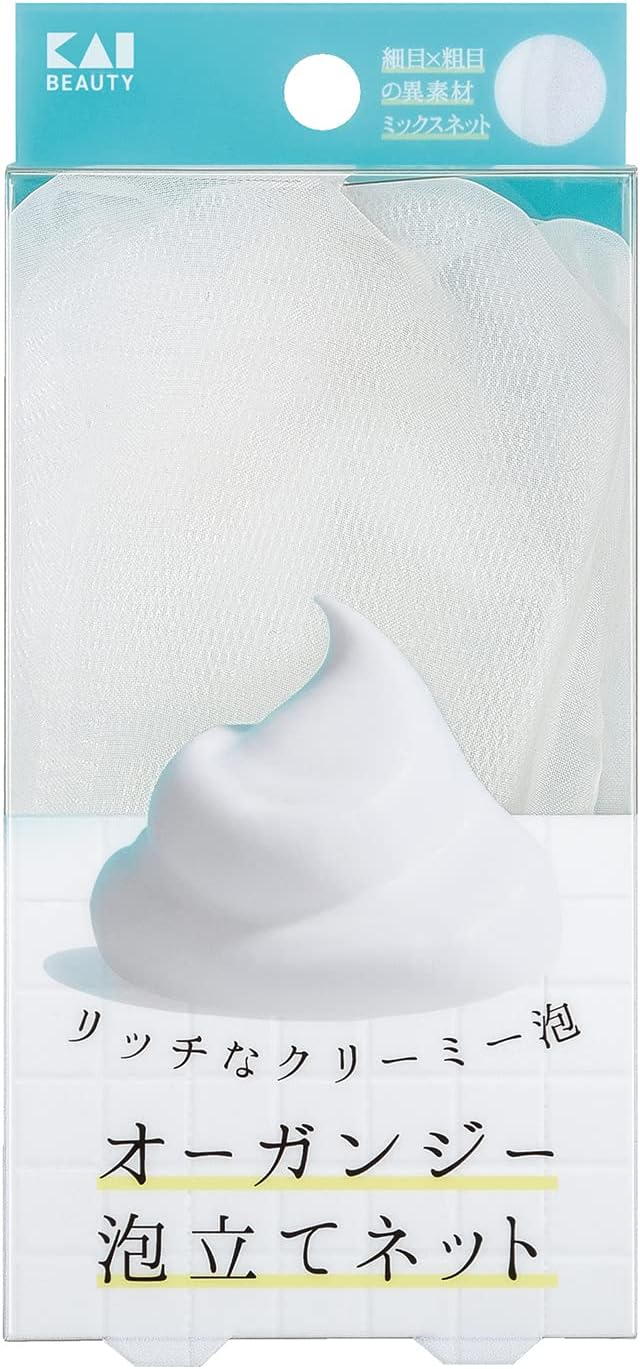Kai KQ3168 Organza Foaming Net, Cleansing, Ribbon Included, White, Polyethylene, Polyester, Dense Foam, Skin Care - NewNest Australia