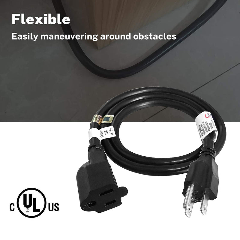 FIRMERST 1875W Heavy Duty Extension Cord 3 Feet 14 AWG 15A Black