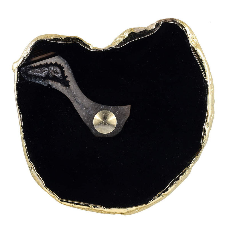 Rockcloud Black Agate Slice Knobs for Drawer Cabinet, Pulls Handle for Dresser Cupboard Dyed Slice with Gold Plated Edge Knobs for Home Furniture Decorative, Pack of 4