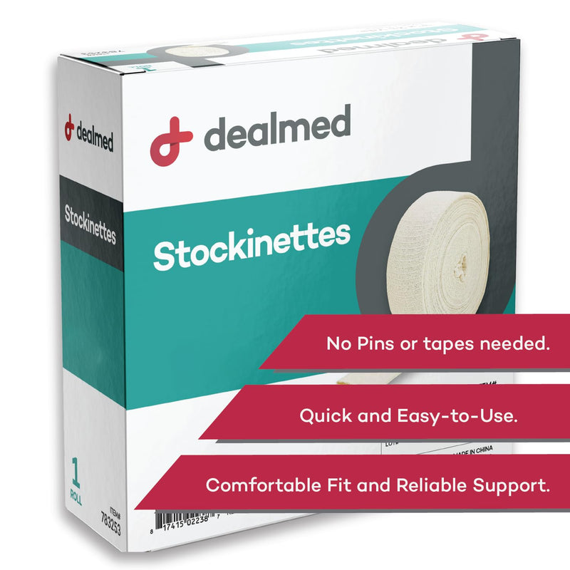 Dealmed Cotton Stockinette, 2” x 25 yds, Tubular Bandage Sleeve, Comfort Breathable Dressing for Skin Protection, Compression, Casts, Edema and Lymphedema Support (1 Roll) Pack of 1 2 Inch