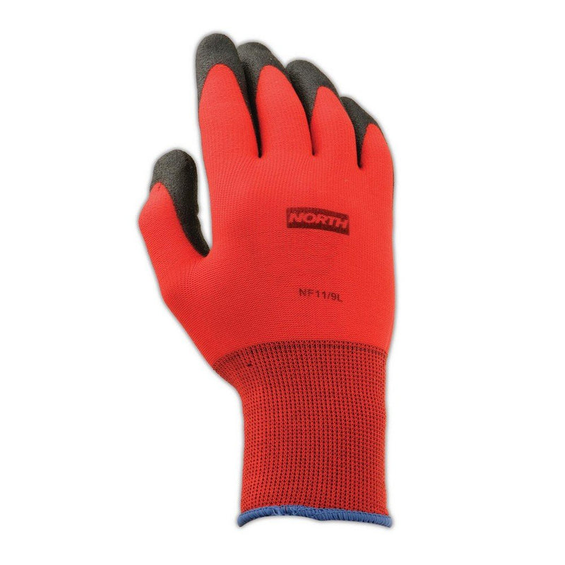 Honeywell North by Honeywell NF11/8M NorthFlex Red NF11 Foamed PVC Palm Coated Gloves, Nylon, Size 8, Black/Red (Pack of 12)