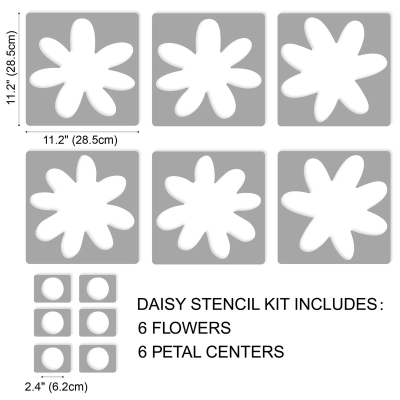 Large Daisy Flowers Boho Wall Stencils for Painting Large Pattern on Wall, Concrete for Patio, Reusable Template for Nursery, Kids Bedroom Livingroom Home Scandinavian Painting Wall Décor