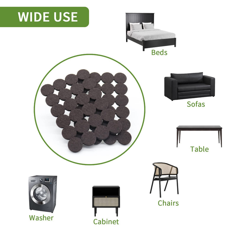 Felt Furniture Pads for Hardwood Floors 48 PCS, Furniture Pads, Floor Protectors for Hardwood Floors, Felt Pads for Furniture, Round, Dark Brown 48PCS 1" DarkBrown