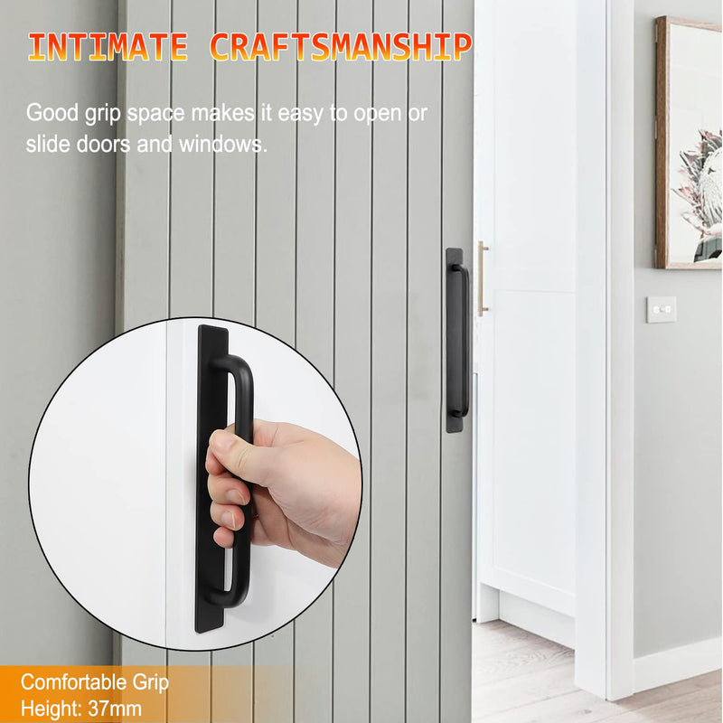 Self-Stick Instant Cabinet Drawer Handles Pulls - 2pcs Aluminum Alloy Push Pull Handles Helper with Adhesive Door Handle for Kitchen, Window Sliding Closet (5.83", Black) Small (5.83")