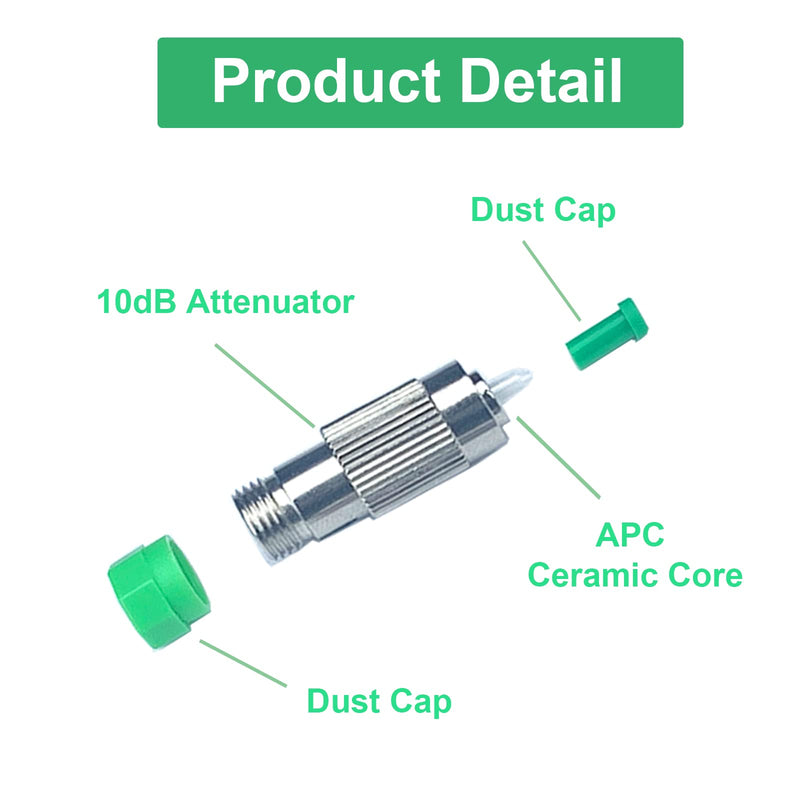 5Pcs 10dB FC-APC Fiber Optic attenuator, Fiber Signal Attenuation Converter, FC Ferrule Inserts Connector