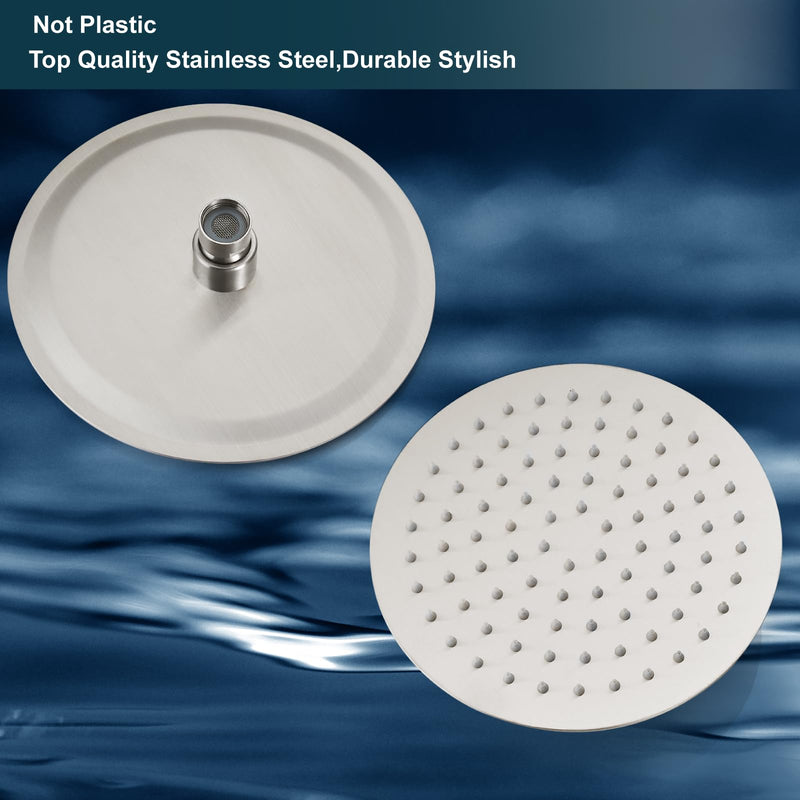 Midanya Round Rainfall Shower Head High Pressure Stainless Steel Waterfall Large Rain Shower Head Ultra Thin Design,Brushed Nickel 10 Inch Brushed Nickel