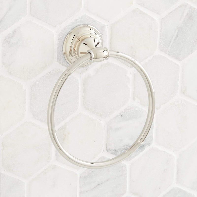 Signature Hardware 948236 Beasley 6-1/2" Wall-Mounted Towel Ring - Aged Brass