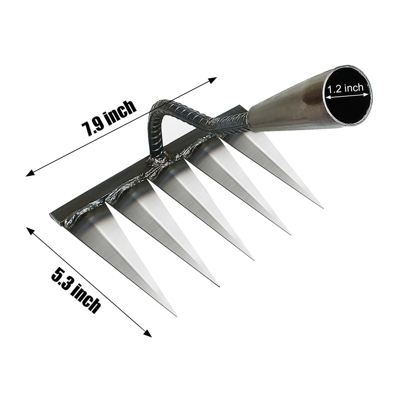 Ironrake The Heavy-Duty Iron Weeding Rake,1pc Iron Rake for Gardening and Weeding with 5 Metal Tines,Weeding Rake for Sturdy Dethatching,Ironrake for Backyard Lawn Loosening Planting Weeding