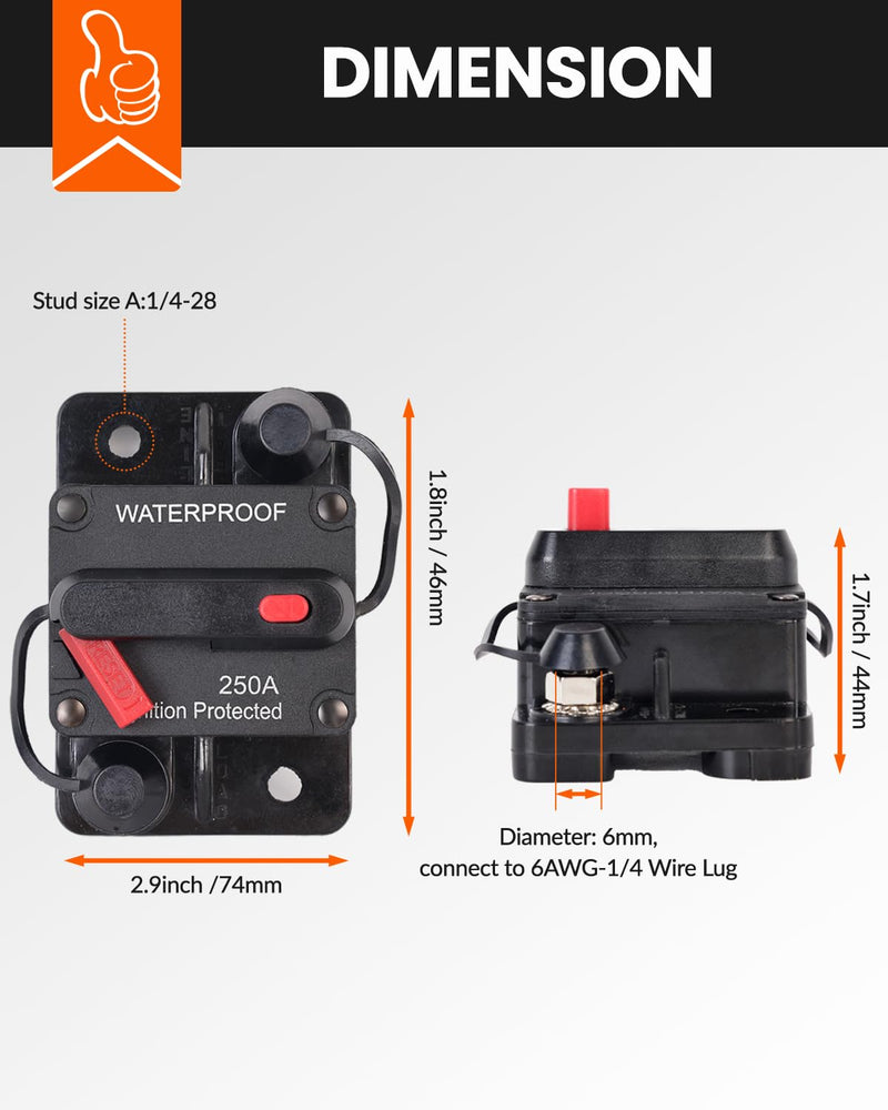 30 Amp Circuit Breaker for Boat Trolling Motor Marine ATV Trailer Vehicles Stereo Audio Electronic Battery Solar System Inline Fuse with Manual Reset Switch Waterproof DC 12V-48V (30A) 30A