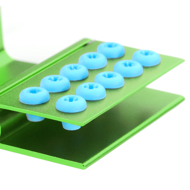 5pcs 10 Holes Dental Burs Holder Block Case with Blue Silicone Dental Autoclavable Burs Holders (Green) Green