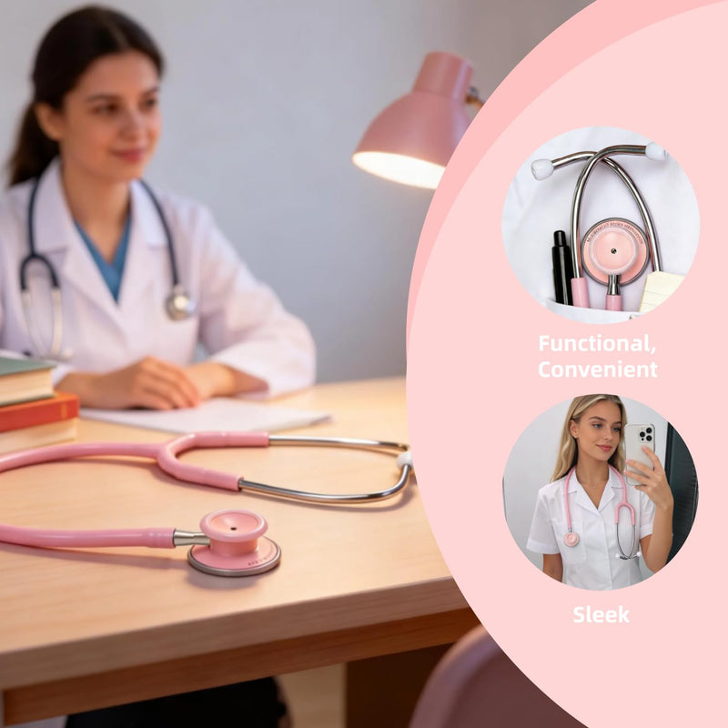 Lightweight Stethoscope Dual Head Stethoscope for Nurses,Doctors Students, Home Health Use (Pink) Pink