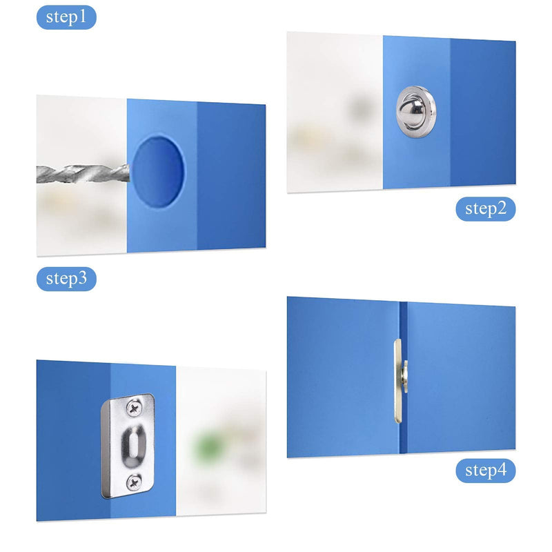 Door Ball Catch, Drive in Ball Catches for Interior Doors, 13/16 Inch x 1 Inch Closet Door Ball Catch Hardware, Door Tension Adjustable (2 Pack, Self-Embed Silver) 2 Pack Satin Nickel