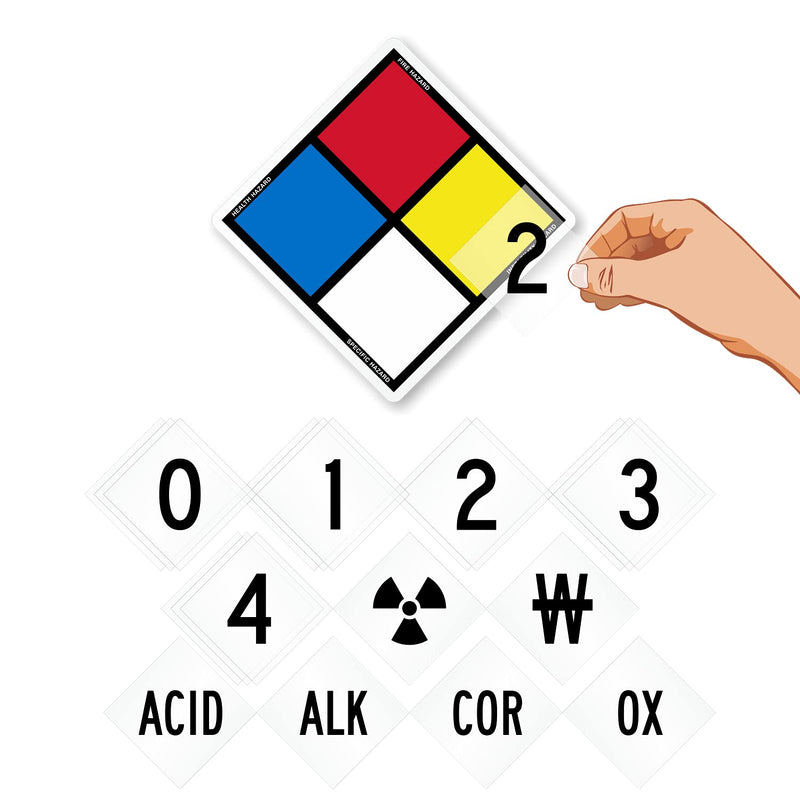 SmartSign NFPA Adhesive Label Kit (Placard, Digits & Symbols) | 8.5" Tall (Tip-to-Tip) Diamond Laminated Vinyl, 6" x 6" 8.5" Tall Laminated Vinyl Kit