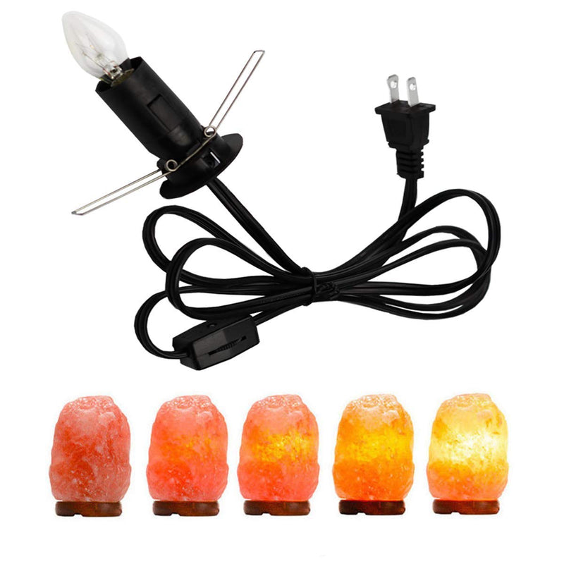Himalayan Salt Lamp Cord with Gear Switch，Original Replacement Cord with Base Assembly with E12 Socket，Christmas Light Bulb,Himalayan Salt Lampsand with 6 Free Bulbs for Salt Lamp (1P) 1P